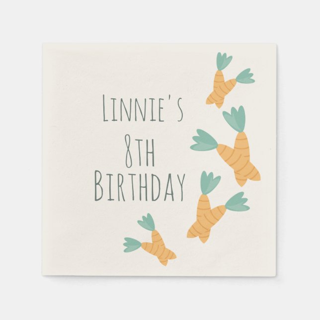 Modern Påsk Carrot Bunch Birthday Pappersservett (Framsidan)