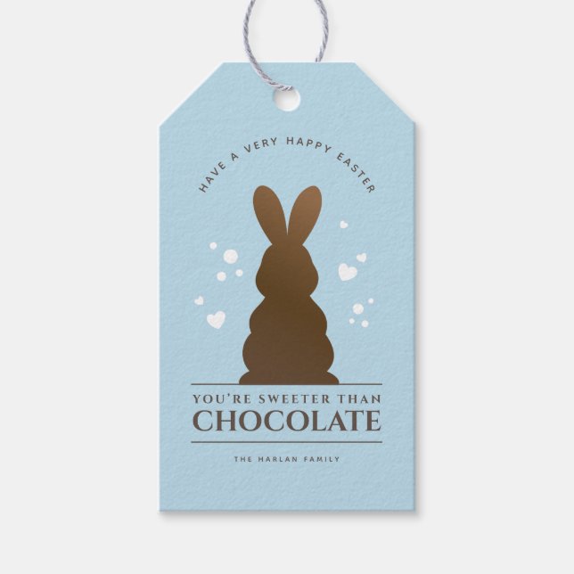 Modern Påsk Chocolate Bunny Personlig Presentetikett (Framsidan)
