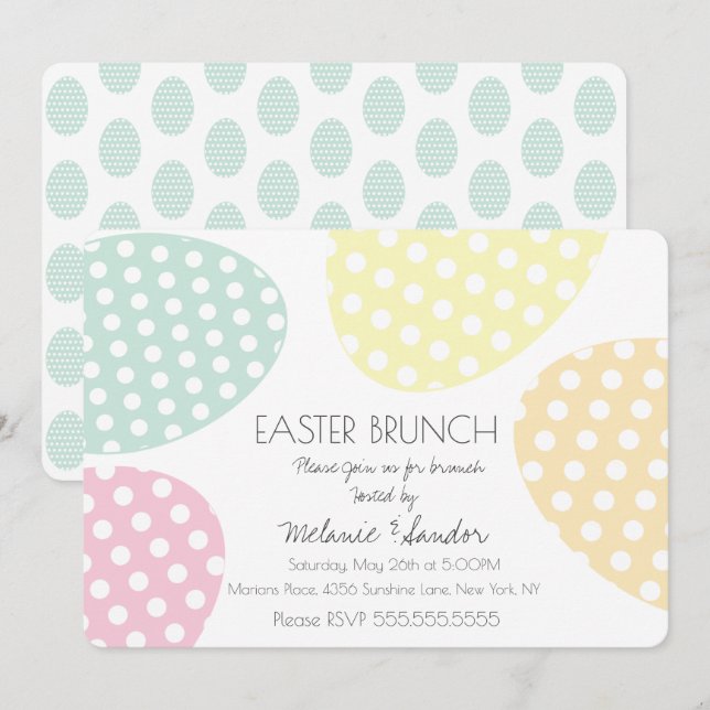 Modern Påsk-prickade ägg Dinner Brunch-familj Inbjudningar (Fram/baksida)