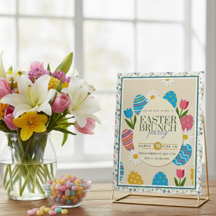 Modern Påskbrunch Påsk Ägg Trädgård Högtid Vykort