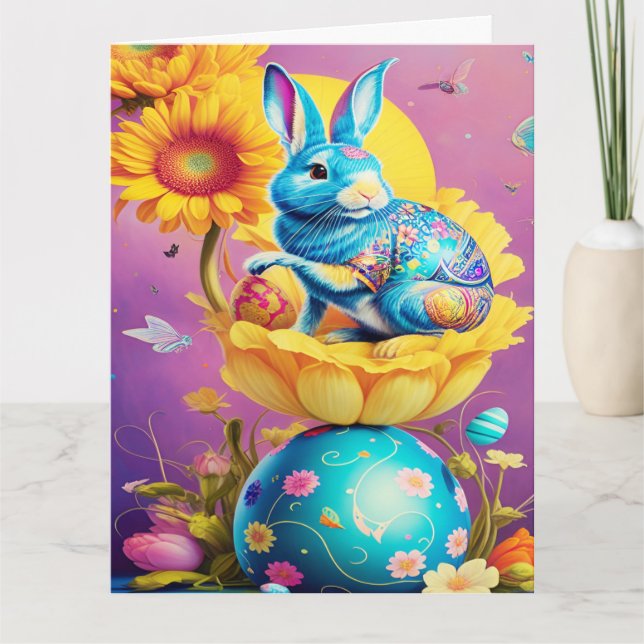 Modern påskhar blomsterkonst         kort (Framsida)