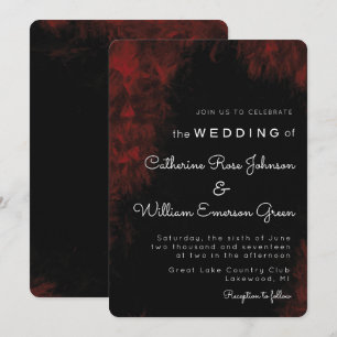 Modern passionerad Red 'n Black Wedding bjudande Inbjudningar