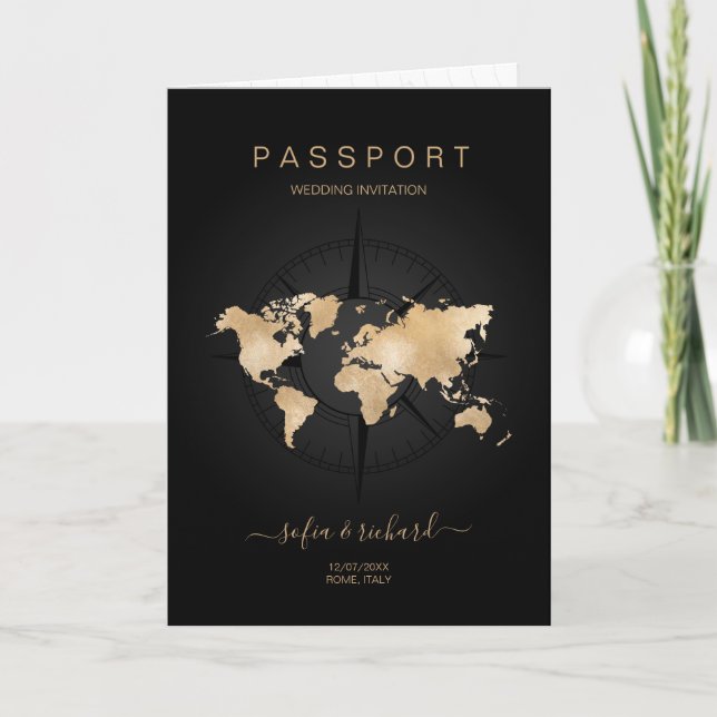 Modern passkomplex för destinationsbröllop inbjudan (Framsida)