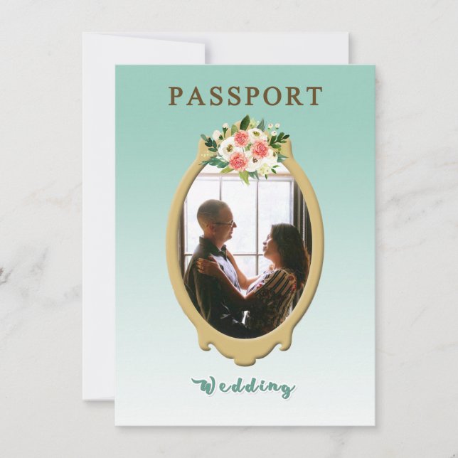Modern Passport Wedding-inbjudan Inbjudningar (Framsida)