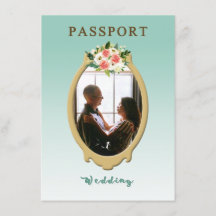 Modern Passport Wedding-inbjudan