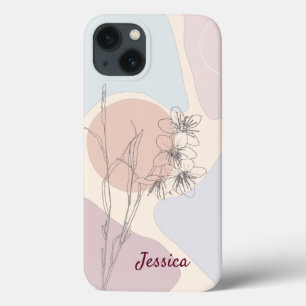Modern Pastel Abstrakt Shapes Flower Monogram