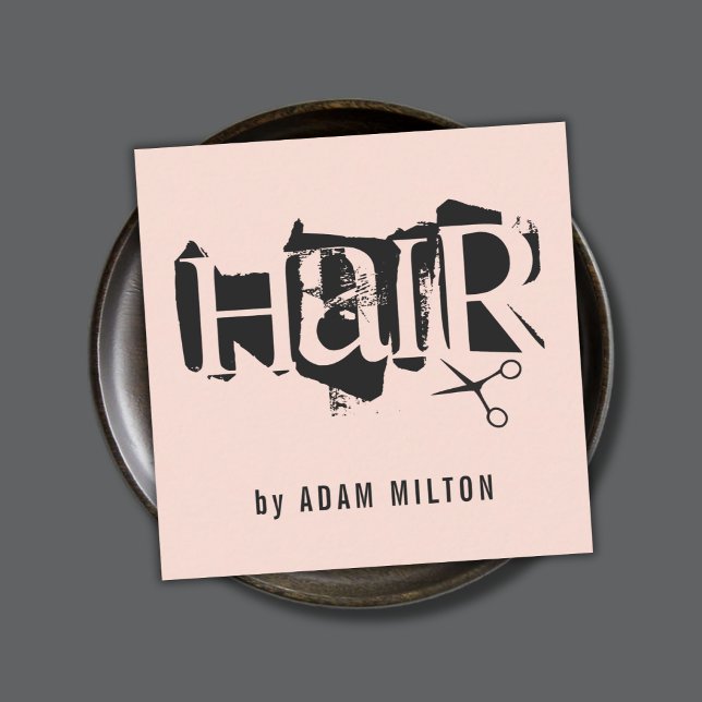 Modern Pastel Black Scissors Hair Stylist Fyrkantigt Visitkort (Skapare uppladdad)