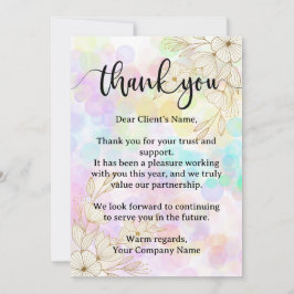 Modern Pastel Blommigt Small Business-uppskattning Tack Kort