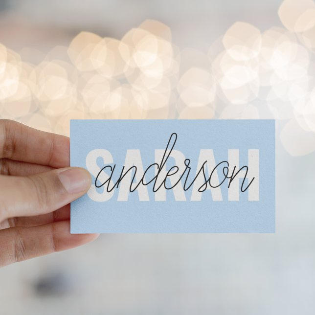 Modern Pastel Blue Beauty Personlig You Namn Visitkort (Skapare uppladdad)
