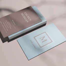 Modern Pastel Blue Monogram-Personlig Visitkort
