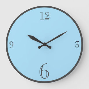 Modern Pastel Blue Solid färg Basic-minimalist Stor Klocka