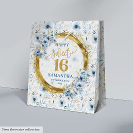 Modern Pastel Blue Sweet 16 Guld Glitter Gift Bag