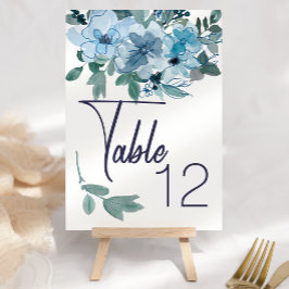 Modern Pastel Blue Watercolor Bröllop Bordsnummer