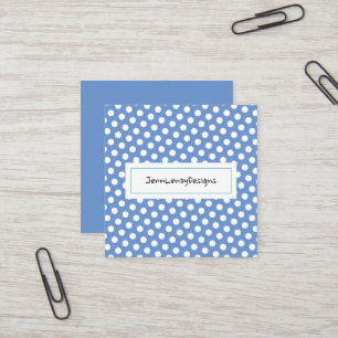 Modern Pastel Blue White Polka dots Chic Fyrkantigt Visitkort