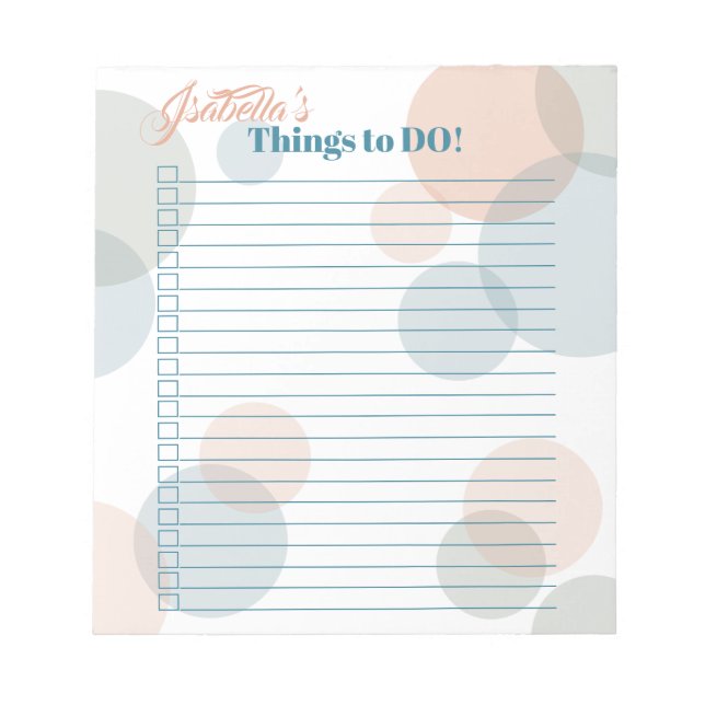 Modern Pastel Bubbles Brides Sak to Do List Anteckningsblock (Framsida)