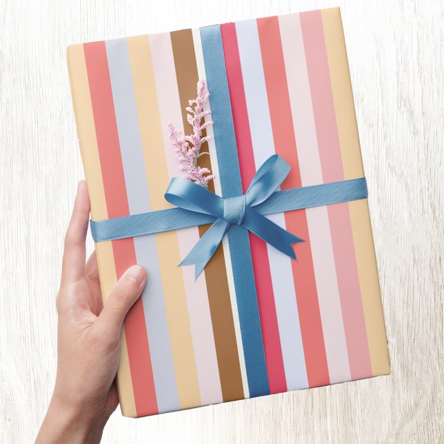 Modern Pastel Candy Rand Presentpapper (Pastel stripes gift wrapping paper)