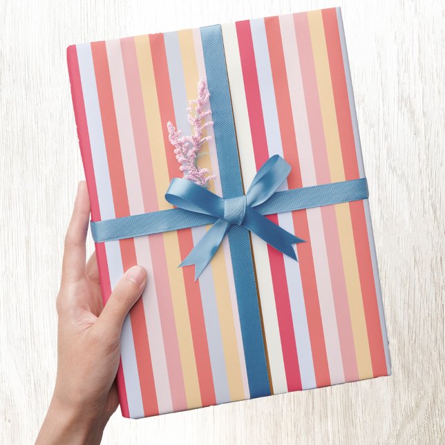 Modern Pastel Candy Rand Presentpapper (Modern pastel candy stripe gift wrap paper roll)