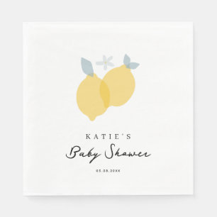 Modern Pastel Citrus Lemons Baby Shower Pappersservett