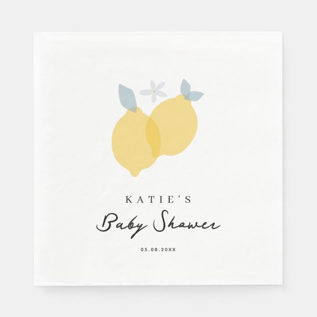 Modern Pastel Citrus Lemons Baby Shower Pappersservett (Framsidan)