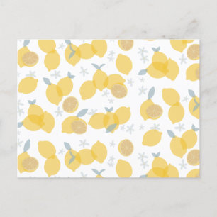 Modern Pastel Citrus Lemons Mönster Helg Vykort