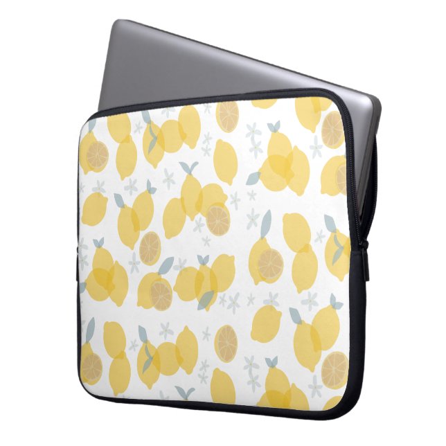 Modern Pastel Citrus Lemons Mönster Laptop Fodral (Framsidan Vänster)