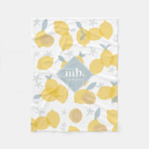 Modern Pastel Citrus Lemons Mönster Monogram