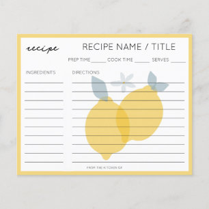 Modern Pastel Citrus Lemons Receptkort