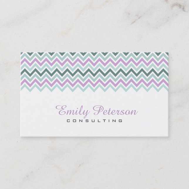 Modern Pastel Colorful Chevron Mönster Visitkort (Framsida)