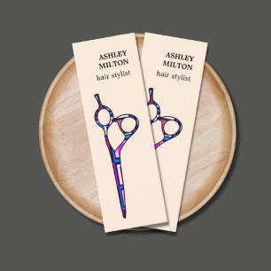 Modern Pastel Colorful Scissors Hairdresser Mini Visitkort