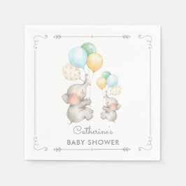 Modern Pastel Elephant Pappersservett Baby Shower