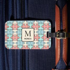 Modern Pastel Färg Puzzle Delara Monogram Bagagebricka
