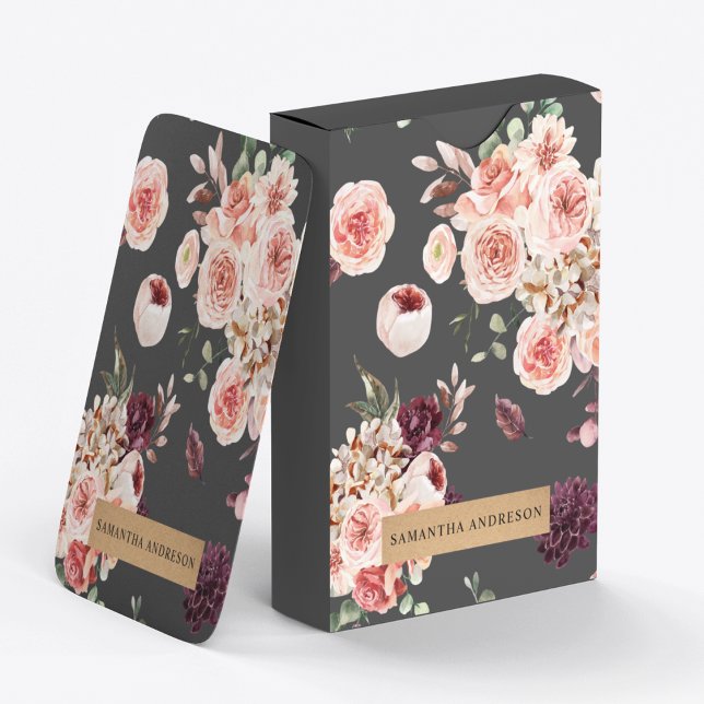 Modern Pastel Flowers & Kraft Personlig Gift Casinokort (Skapare uppladdad)