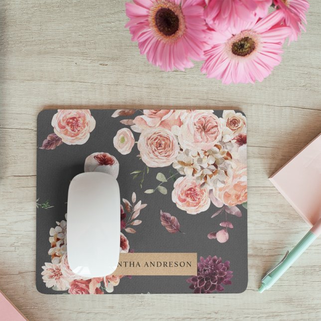 Modern Pastel Flowers & Kraft Personlig Gift Musmatta (Skapare uppladdad)