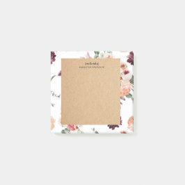 Modern Pastel Flowers & Kraft Personlig Gift Post-it Block