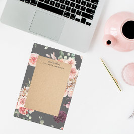 Modern Pastel Flowers & Kraft Personlig Gift Post-it Block