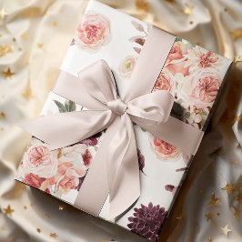 Modern Pastel Flowers & Kraft Personlig Gift Presentpapper