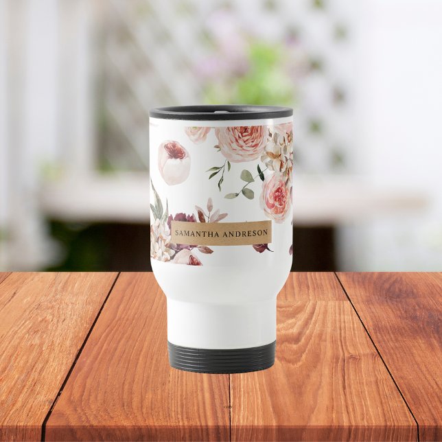 Modern Pastel Flowers & Kraft Personlig Gift Resemugg (Skapare uppladdad)