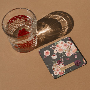 Modern Pastel Flowers & Kraft Personlig Gift Underlägg Papper Kvadrat