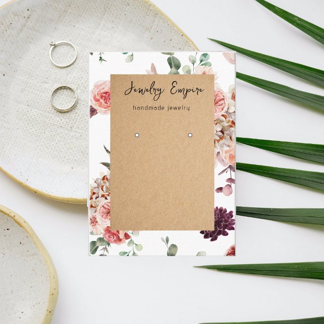 Modern Pastel Flowers & Kraft Visitkort (Skapare uppladdad)