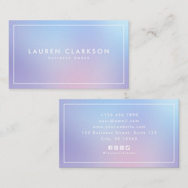 Modern Pastel Gradient Ombre, social-medieikoner Visitkort (Fram/baksida)