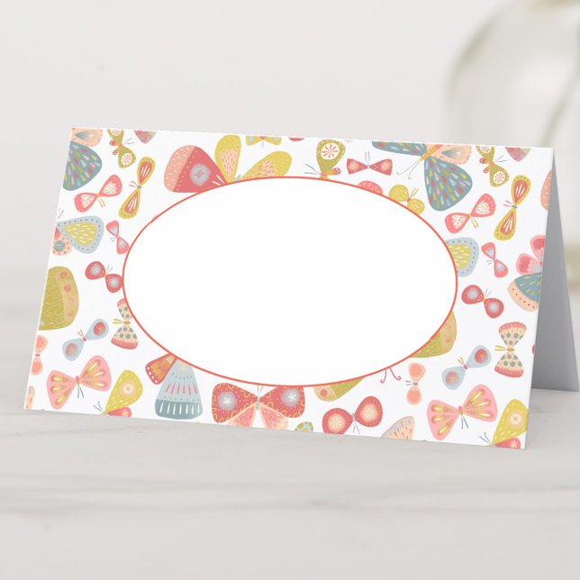 Modern Pastel Graphic Butterfly Mönster Placeringskort (Modern butterfly pattern place name card)