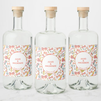 Modern Pastel Graphic Butterfly Mönster Spritflaskor Etikett