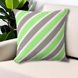 Modern Pastel Grönt & Grått Rand Kudde