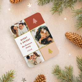 Modern Pastel & Guld 3 Photo Collage-jul Magnet