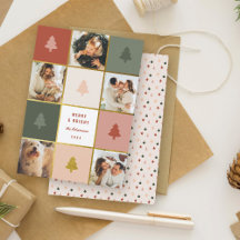 Modern Pastel & Guld Julgran Photo Collage