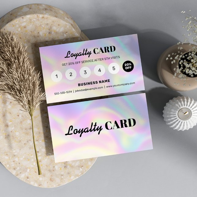 Modern Pastel HoloGrapel Hairstylist Reward Lojalitetskort (Skapare uppladdad)
