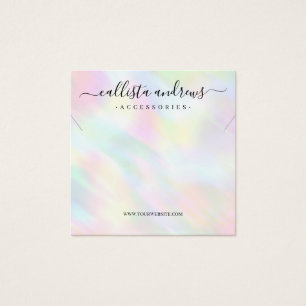 Modern Pastel HoloGraph Rainbow Necklace Visning Fyrkantigt Visitkort