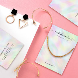 Modern Pastel HoloGraph Rainbow Necklace Visning Visitkort