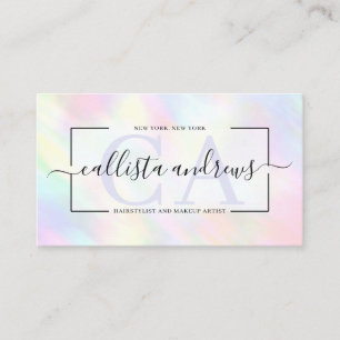 Modern Pastel HoloGraphics Rainbow Namnteckning sk Visitkort