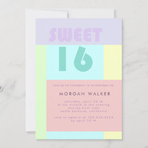 Modern Pastel   Inbjudan till Sweet sixteen på föd